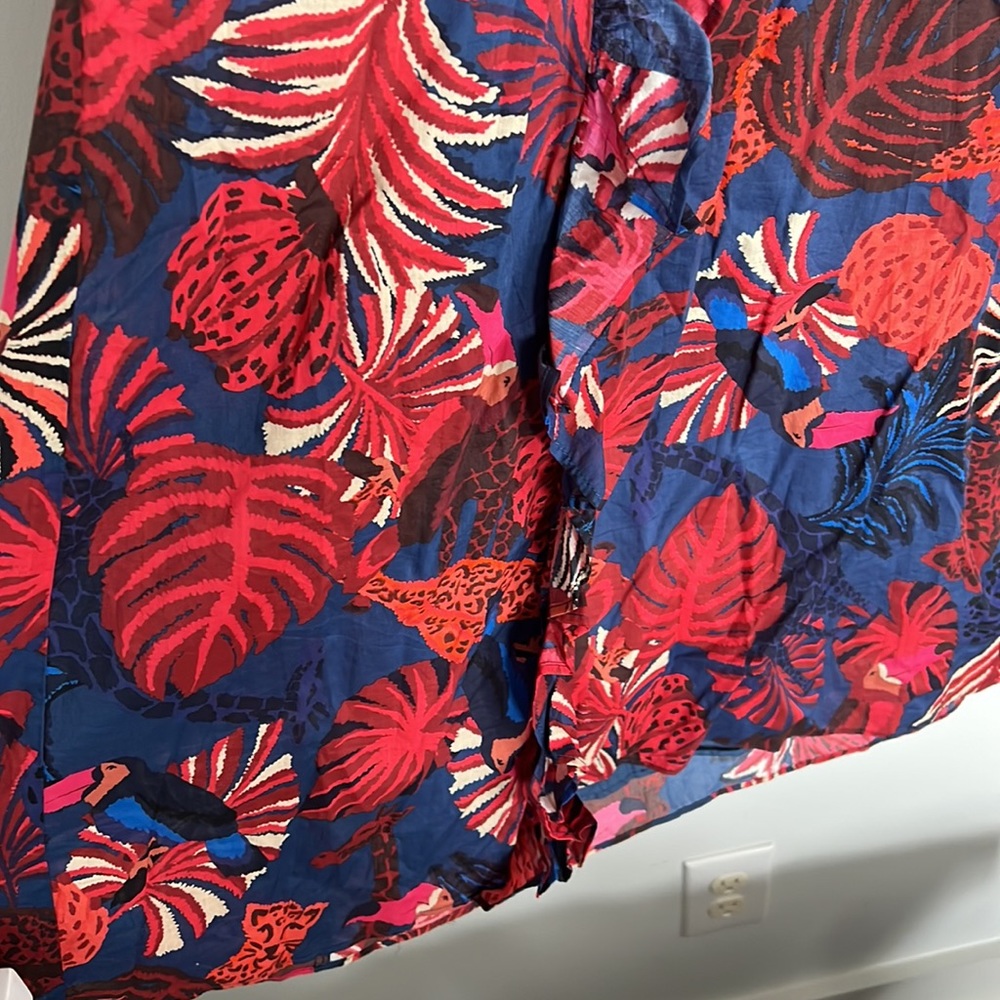 FARM Rio Blue Midi Dress with Red & Pink Tropical Print - Picture 5 of 8